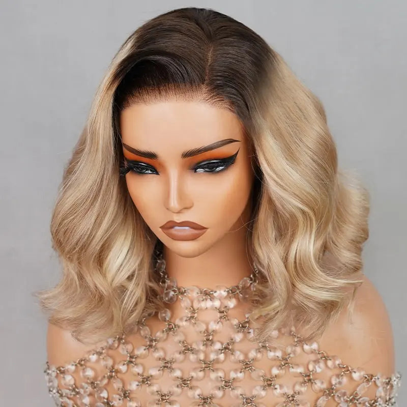 6x5 Glueless Bob Wig - Blonde with Dark Roots