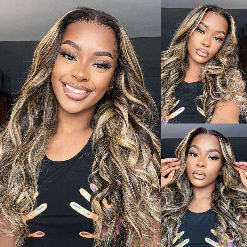 13x6 HD Lace Frontal Balayage Highlight Straight Hair Wig