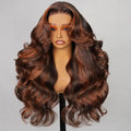 6x5 Pre-Cut Long Deep Wave Glueless Wig - Caramel Ombre