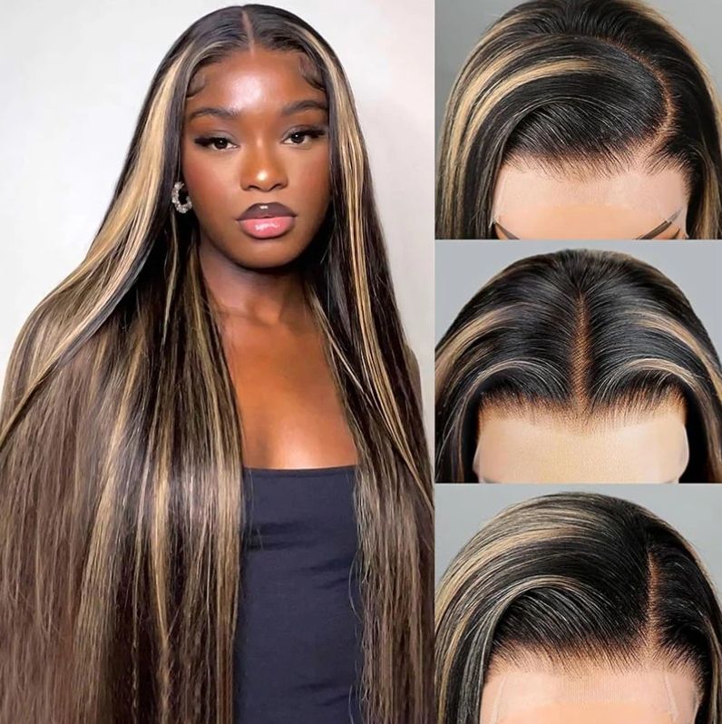 13x6 HD Lace Frontal Balayage Highlight Straight Hair Wig