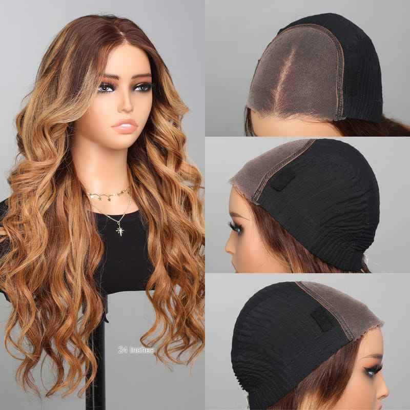 13x4 Honey Blonde Highlight Glusless Wig