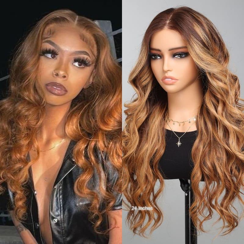 13x4 Honey Blonde Highlight Glusless Wig